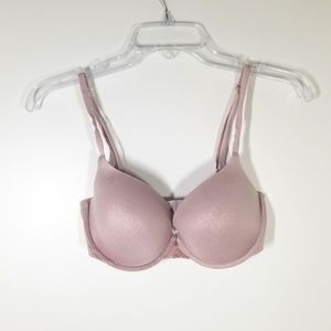 Victoria's Secret Blush Pink Shimmer Convertible Lined Tshirt Demi Bra Size 32DD
